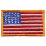USA Flag Patch, Dark Gold Border - QUANTITY 10